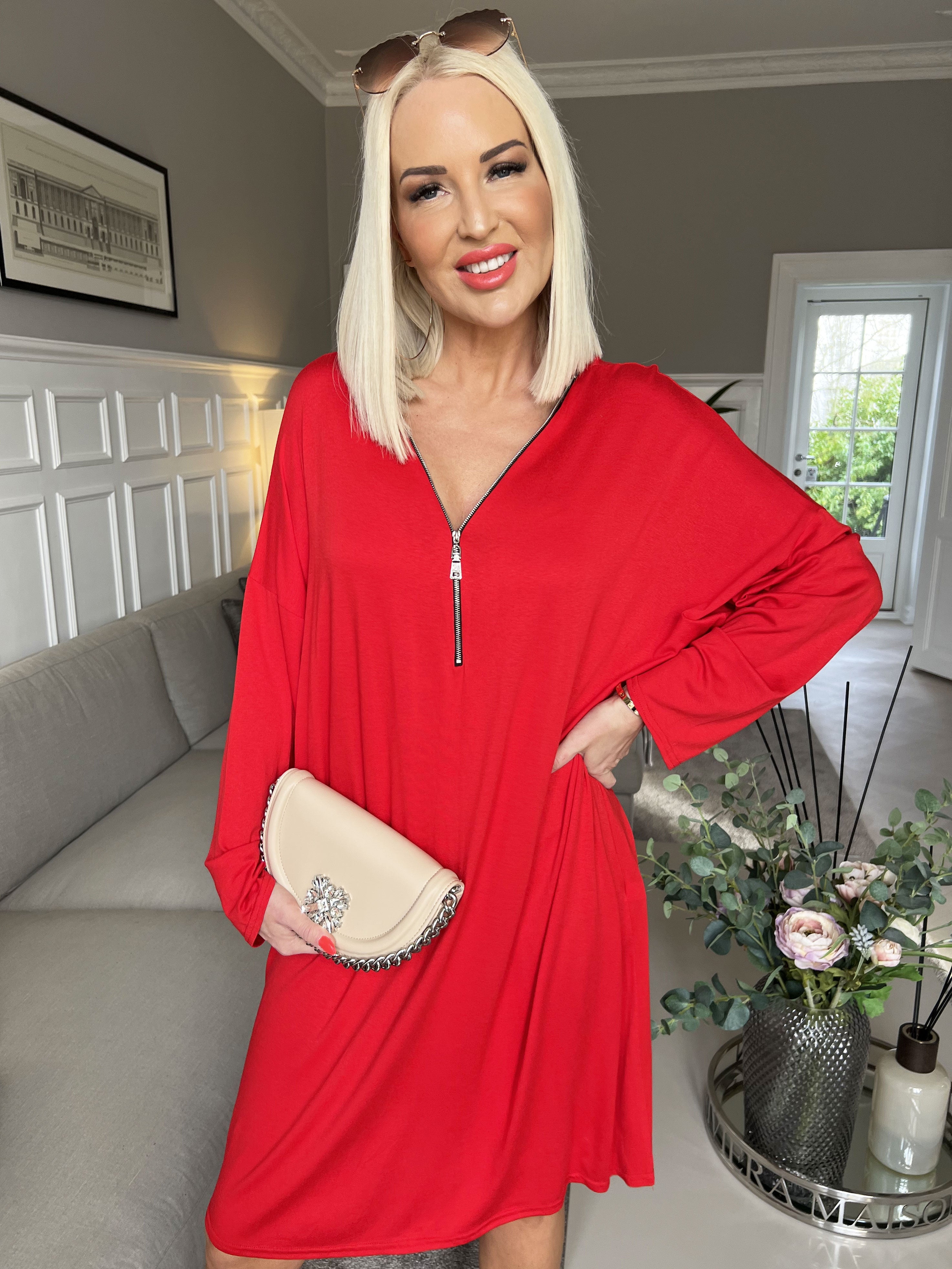 Lorenza plain - Tunikakjole i jersey med lynlås